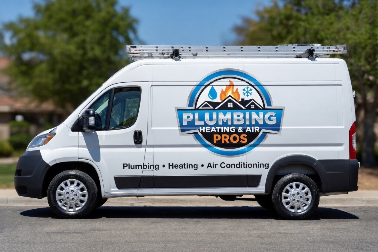 Local plumbing heating and air service van serving Cerritos